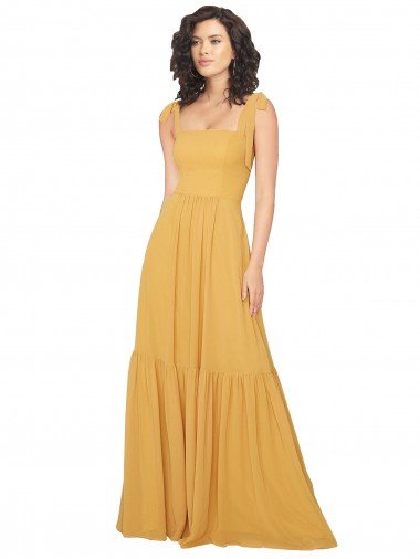 Shop Tied Strap Square Neck Long Chiffon Bridesmaid Dress Sydney