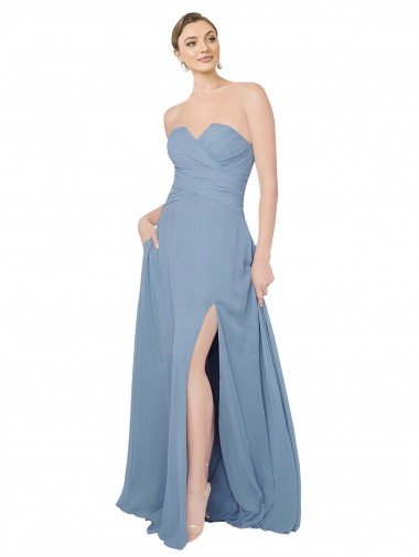 Shop Draped Sweetheart Chiffon Bridesmaid Dress with Front Slit Sydney