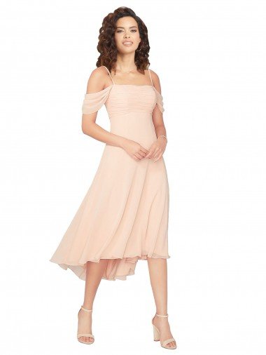 Shop Cold Shoulder Midi Length Short Chiffon Bridesmaid Dress Sydney