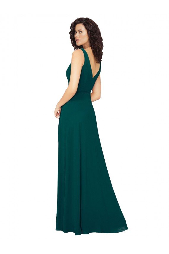 V-Neck Chiffon Bridesmaid Dress with Front Skirt Slit