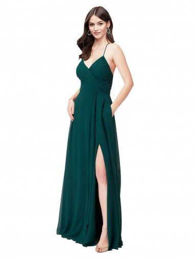 Shop Chiffon Bridesmaid Dress with Draped Surplice Bodice Sydney