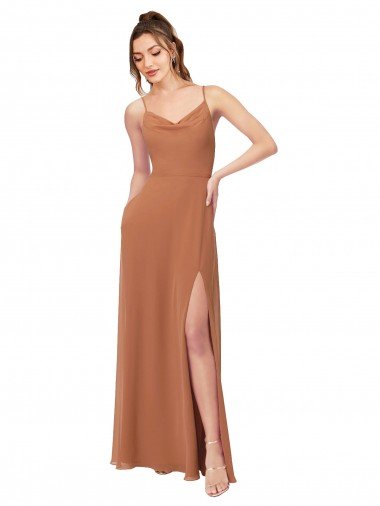 Shop Cowl Neck Chiffon Bridesmaid Dress with Front Slit Sydney