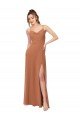 Cowl Neck Chiffon Bridesmaid Dress with Front Slit