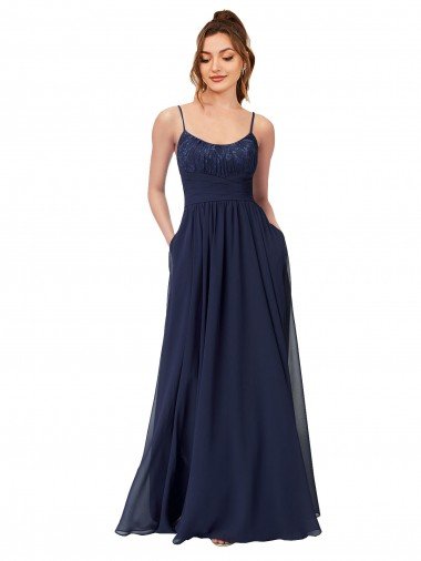 Shop Long Chantilly Lace and Ruched Chiffon Bridesmaid Dress Sydney