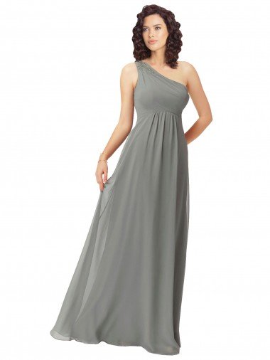 Shop Embroidered One Shoulder Chiffon Bridesmaid Dress Sydney