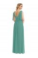 Plunge Neckline Bow Shoulder Chiffon Maxi Bridesmaid Dress