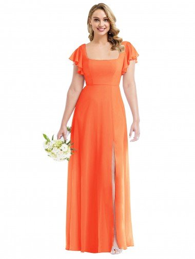 Shop Flutter Sleeves Scoop Open Back Chiffon Maxi Bridesmaid Dress Sydney