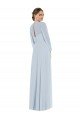 Strapless Chiffon Maxi Formal Bridesmaid Dress with Puff Sleeve Blouson Overlay