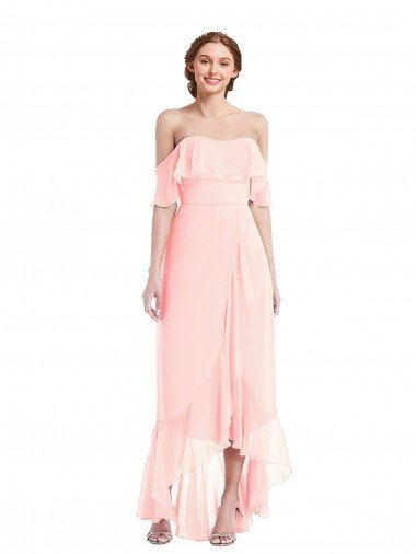 Shop Off the Shoulder Ruffled High Low Maxi Bridesmaid Dress Sydney