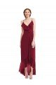 Ruffle Trimmed V-Neck High Low Wrap Chiffon Bridesmaid Dress