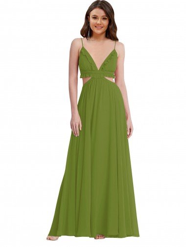 Shop Ruffled Chiffon Cutout Maxi Bridesmaid Dress Sydney