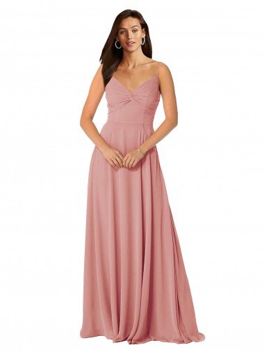 Shop Twist-Knot V-Neck Long Chiffon Bridesmaid Dress Sydney