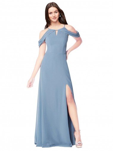 Shop High Neck Chiffon Bridesmaid Dress with Draped Sleeves Sydney