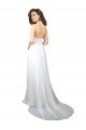 Simple Halter Plunge V-Neckline Chiffon Beach Wedding Dress with High Leg Split