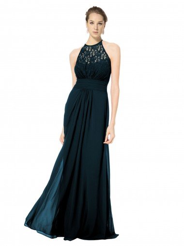 Shop Lace Halter Bodice Long Chiffon Bridesmaid Dress Sydney