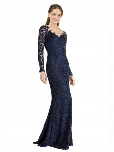 Shop Illusion Long Sleeves Lace Bridesmaid Dress / Prom Dress with Sheer Keyhole Back Sydney