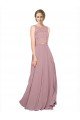 Long A-Line Chiffon Bridesmaid Dress / Prom Dress with Sleeveless Lace Crop Top