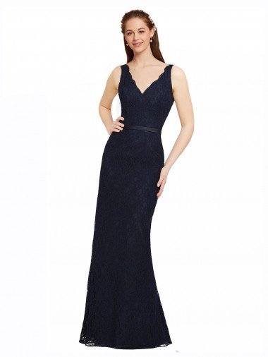 Shop Lace Bridesmaid Dress with Satin Waistband and Open Back Sydney