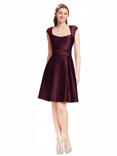 Shop Short Knee Length Lace Cocktail Bridesmaid Dress with Square Neck Sydney