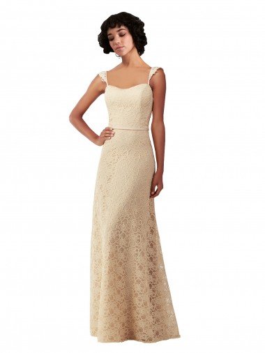 Shop Lace A-Line Long Bridesmaids Dress with Satin Waistband Sydney