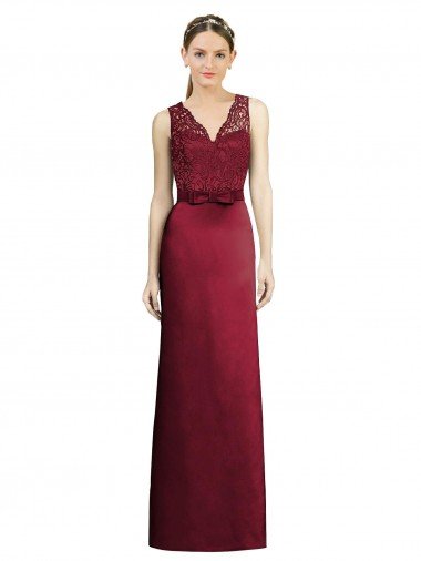 Shop Full Length Sleeveless Satin Bridesmaid Dress with Lace Bodice Sydney