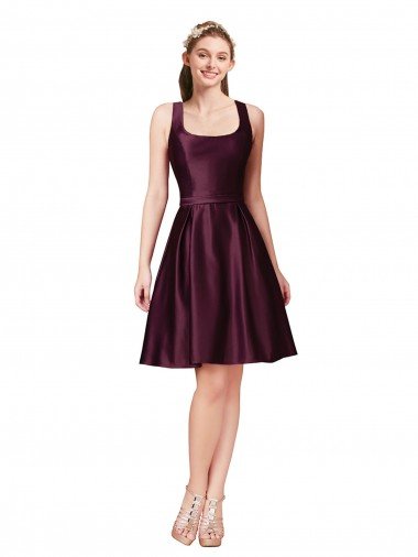 Shop Classic Cocktail Knee Length Satin Bridesmaid Dress / Prom Dress with V Back and Bow Detail Sydney