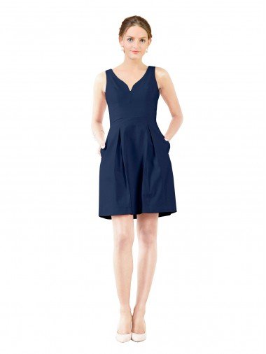 Shop V-Neck A-Line Satin Cocktail Bridesmaid Dress with Pockets Sydney