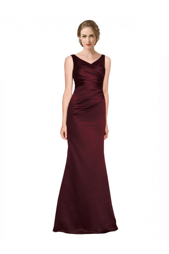 Figure Shaping Formal Satin Bridesmaid Dress / Prom Dress with Structured Pleats