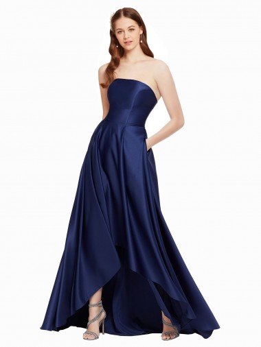 Shop High Low Strapless Formal Satin Bridesmaid Dress / Prom Dress with Pockets Sydney