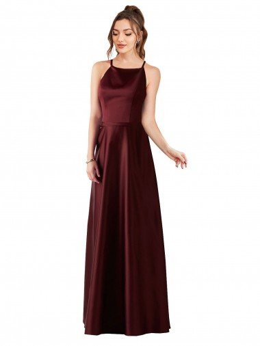 Shop Sleek Satin Bridesmaids Dress with Pockets Sydney