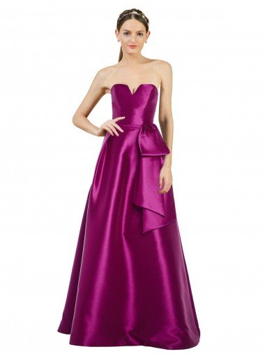 Shop Sleeveless V-Neck Long Satin Bridesmaid Dress / Prom Dress with Bow Waist Sydney