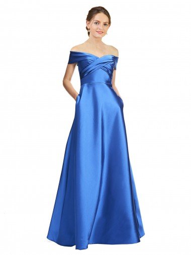 Shop Sleeveless Off the Shoulder Ball Gown Formal Satin Bridesmaid Dress / Prom Dress Sydney