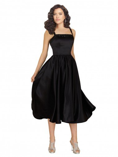 Shop Short Cocktail Length Square Neck Satin Bridesmaid Dress / Prom Dress with Beading Sydney