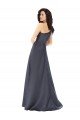 Rouched One Shoulder Floor Length Formal Satin Bridesmaid Dress / Prom Dress with Bow