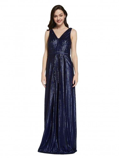 Shop Long V-Neck Sparking Formal Sequin Bridesmaid Dress / Prom Dress with Low V-Back Sydney