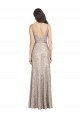 V-Neck Fully Sequin Formal Bridesmaid Dress / Prom Dress with V-Back and Front Slit