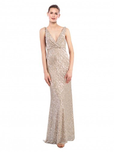 Shop Faux Surplice V-Neck Slim Formal Sparkling Sequin Bridesmaid Dress / Prom Dress Sydney