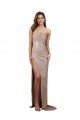 High Slit Scoop Neck Long Formal Sequin Bridesmaid Dress / Prom Dress