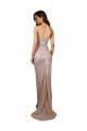 High Slit Scoop Neck Long Formal Sequin Bridesmaid Dress / Prom Dress