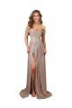 Strapless Scoop Neck Off the Shoulder Long Formal Sequin Bridesmaid Dress / Prom Dress with High Slit