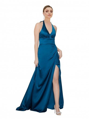 Shop Halter Neck Formal Silky Satin Bridesmaid Dress / Prom Dress Sydney