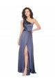 Draped Formal Silky Satin Bridesmaid Dress / Prom Dress with Tied Waist