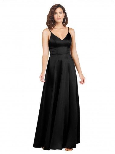 Shop Formal Silky Satin Floor-Length Long Bridesmaid Dress / Prom Dress with V-Neckline Sydney