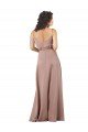 Subtle V-Neckline Formal Silky Satin Bridesmaid Dress with Front Button Detail