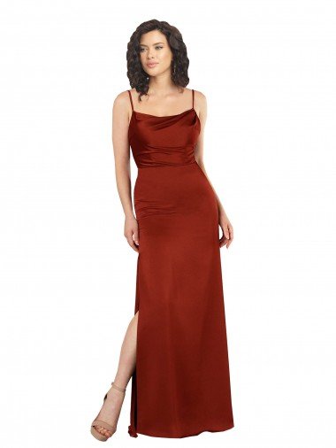 Shop Floor-Length Formal Silky Satin Bridesmaid Dress / Prom Dress with Skirt Slit Sydney