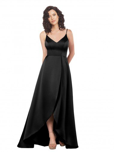 Shop High Low V-Neckline Formal Silky Satin Tulip Bridesmaid Dress / Prom Dress with Wrap Skirt Sydney