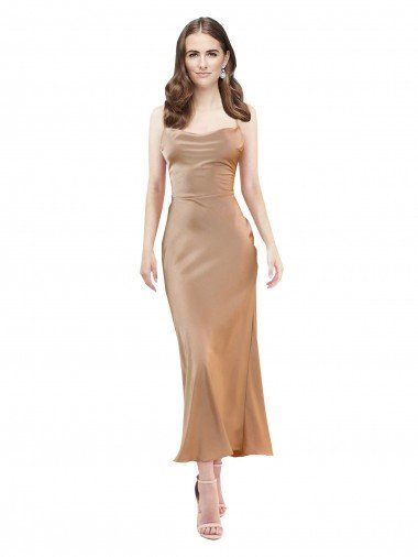 Shop Cowl Neck Formal Silky Satin Midi Length Bridesmaid Dress / Cocktail Prom Dress Low Back Sydney