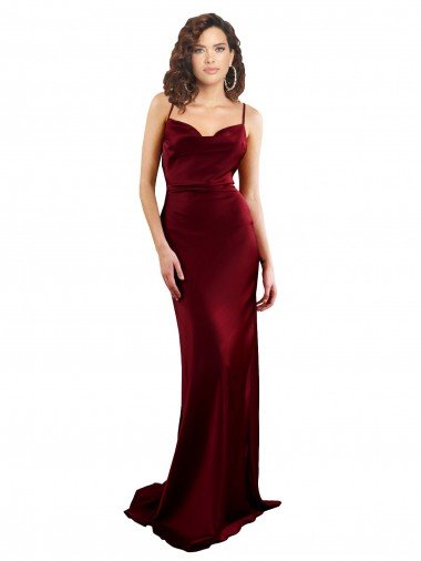 Shop Cowl Neck Long Criss Cross Open Back Formal Silky Satin Bridesmaid Dress / Prom Dress Sydney