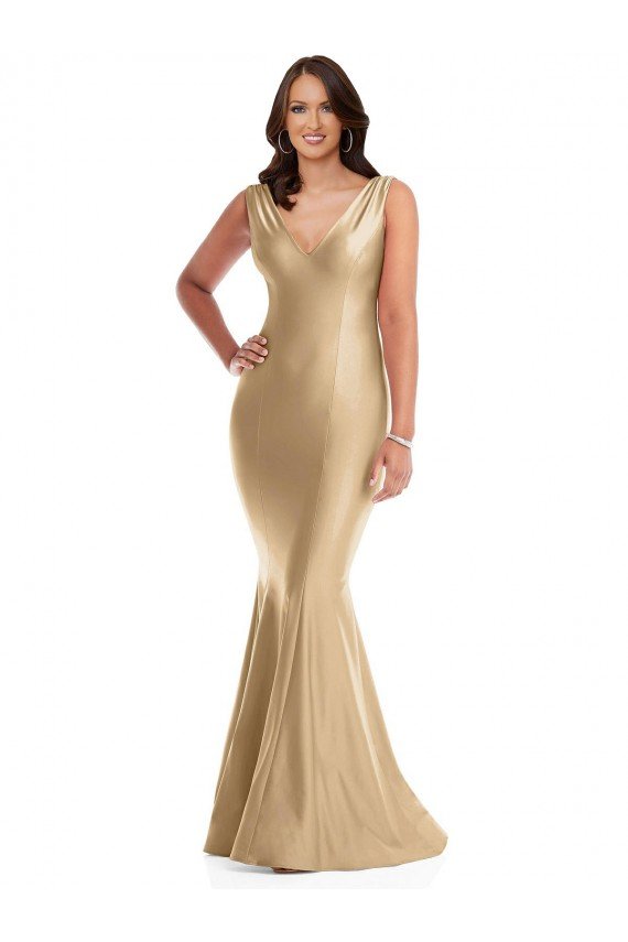 Shirred Shoulder Formal Silky Satin Mermaid Bridesmaid Dress / Prom Dress