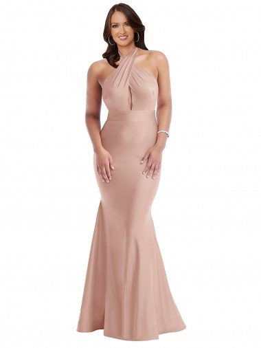 Shop Criss Cross Halter Open Back Formal Silky Satin Mermaid Bridesmaid Dress / Prom Dress Sydney